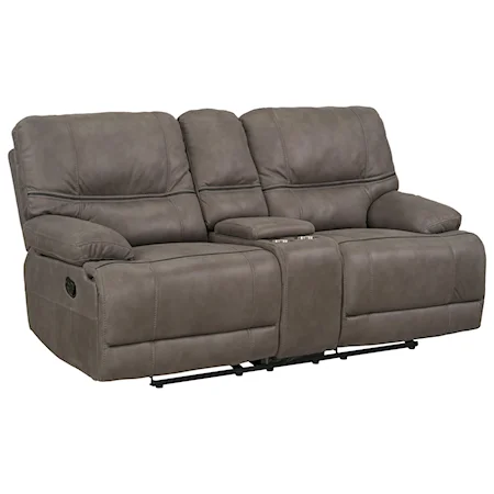 Casual Style Manual Reclining Loveseat with Console